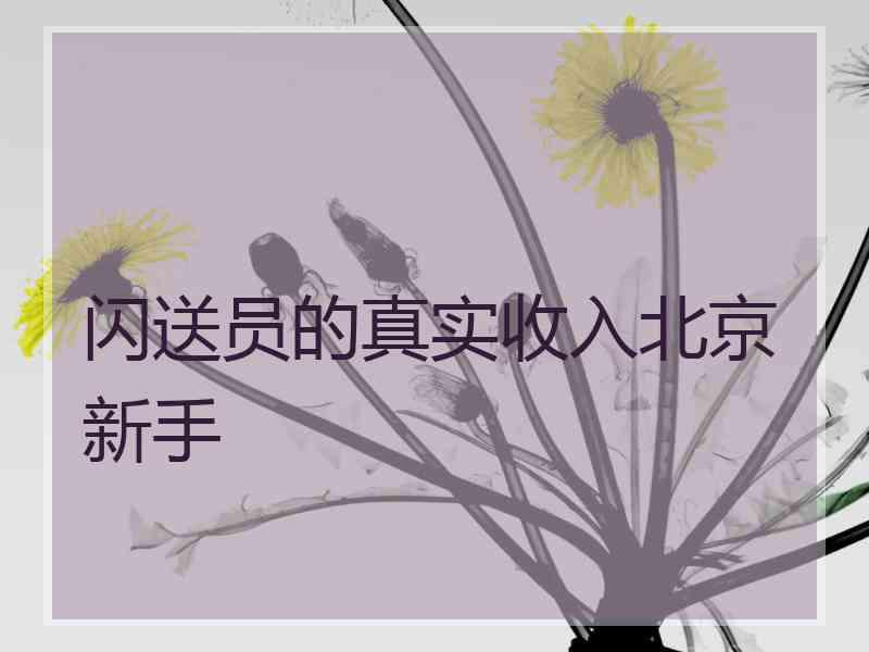 闪送员的真实收入北京新手